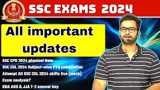 SSC Exams latest updates CGL 2024 Answer key analysis attempt all shifts live CPO PETPST date🙏🏻 [upl. by Jeniece]