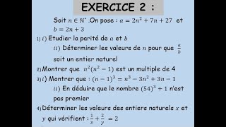 Notions darithmétique test n° 2 Exercice 2 partie 1 TCSBIOF شرح باللغتين العربية و الفرنسية معا [upl. by Ellebanna]