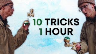 Learning 10 New Kendama Tricks in 1 HOUR [upl. by Stormi]