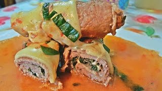 Bistec Relleno de Espinacas y Queso  Steak stuffed with spinach and cheese [upl. by Fronia]