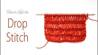 How to Knit DROPPED STITCHES  Easy Garter amp Drop Stitch STRIPE Pattern  Double Yarn Overs [upl. by Ragouzis]