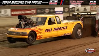 Pro Pulling 2023 Super Modified 2wd Trucks presented by Optima Batteries pulling in Altamont IL [upl. by Alyose910]