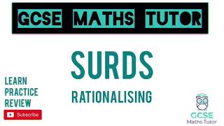 Surds Part 5 Rationalising the Denominator 1  10 Minute Maths Series  GCSE Maths Tutor [upl. by Dyol]