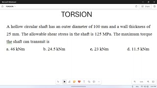 Torsion in shaft  Numerical Objective problem03 [upl. by Ulrich]