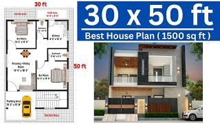 30x50 House Plan  30x50 House Design  30x50 House Plan With Garden  30x50 East facing House Plan [upl. by Penelope]