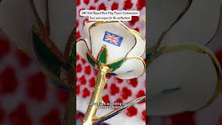 the three petal flower 24K dipped gold rose with national flag model customization 🌹jewelry [upl. by Nayrbo656]