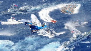 Tension US and PH Sink 26 China Boats in Philippine Waters Guarded by China Coast Guard Ship in SCS [upl. by Anabella704]