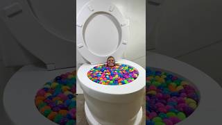 Going Under with Crazy Surprise Face Lady SCREAMING Worlds Largest Toilet Surprise Egg Pool shorts [upl. by Rialb904]