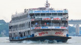 ঝড়ো আবহাওয়ার মধ্যে ভোলা ইলিশা যাচ্ছে এম ভি সুরভী ৮ লঞ্চ  Mv Surovi 8 Launch Bad Weather Face [upl. by Anidem]