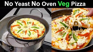 कढ़ाई में वेज पिज़्ज़ा बिना यीस्ट के  Veg Pizza without Oven and Yeast  Pizza Recipe  Kabitaskitchen [upl. by Ami257]