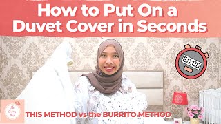 How to Put On Duvet Cover in Seconds Fastest amp Simplest Way vs Burrito  California Roll Demo [upl. by Warms]