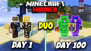 We Survived 100 Days on a MODDED Island  Duo Minecraft 100 Days [upl. by Tristan302]