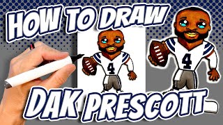 How to Draw Dak Prescott for Kids  Dallas Cowboys Football [upl. by Pesek]