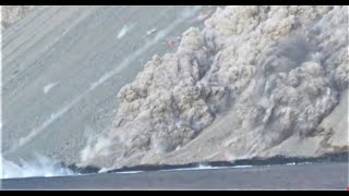 Pyroclastic flow into ocean Batutara Volcano Indonesia [upl. by Verbenia]