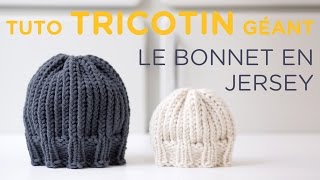 Tuto tricotin  le bonnet jersey bord côtes  Loom knit a beanie [upl. by Page]