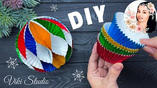 Create Christmas Ornaments with Just Cupcake Liners Christmas Decor [upl. by Kironde]