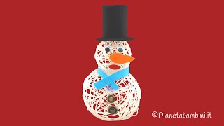 Lavoretto Pupazzo di Neve con Filo di Lana  Tutorial ⛄ [upl. by Yeltihw558]