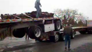 Unloading a flatbed semi made easy [upl. by Plerre]