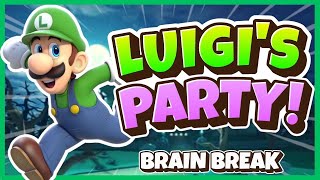 Luigi Brain Break Party  Freeze Dance  Mario  Halloween  Just Dance [upl. by Arne]