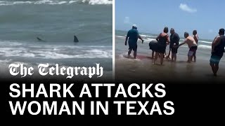 Shark attacks woman on Texas beach [upl. by Arenat410]