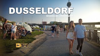 🇩🇪 DUSSELDORF Rhine riverside walking tour  Germany 4k60fps [upl. by Yonita]