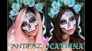 MASCARA de CATRINA  Maquillaje  Sugar Skull mask makeup tutorial  auroramakeup [upl. by Yalahs]