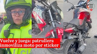 Cambio de color de moto patrullera inmoviliza otro vehículo por tener stickers  El Espectador [upl. by Brighton293]