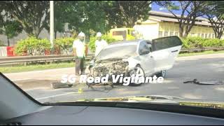 31aug2024 aye accident btw heavy vehicle amp vw golf resulted in closure of 3 lanes [upl. by Susan]