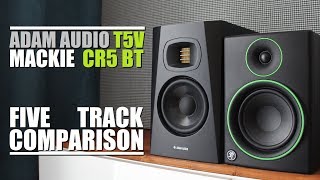 Adam Audio T5V vs Mackie CR5 BT  5 Tracks Comparison [upl. by Buehrer805]