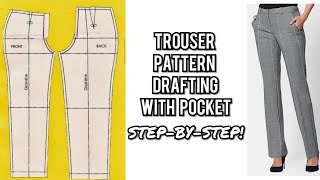 HOW TO MAKE WOMEN TROUSER WITH POCKET  PANT PATTERN DRAFTING  DETAILED FEMALE TROUSER [upl. by Iorio487]