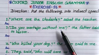 put the following into indirect speech  oxford junior english grammar exercise 96 [upl. by Aiuqat]