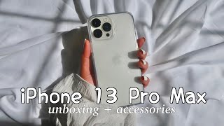 iPhone 13 Pro Max Unboxing Silver 256gb  Accessories  Set up ✨📱 [upl. by Christa]