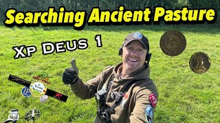 Searching Ancient Pasture • Metal Detecting UK • XP Deus 1 [upl. by Elocim]