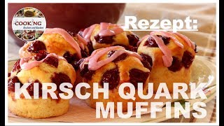 Kirsch Quark Muffins  schnelle und einfache Muffins backen  Rezept [upl. by Acinom307]