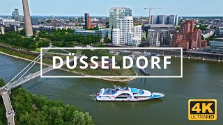 Düsseldorf  Germany 🇩🇪  4K Drone Footage With Subtitles [upl. by Elahcim492]