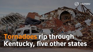 Tornadoes rip through Kentucky five other states [upl. by Ayahsal]