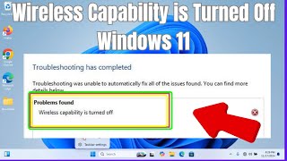 Wireless Capability is Turned Off Windows 11  How to Fix Wireless Capability is Turned Off Error [upl. by Anirroc]