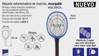 RAQUETA EXTERMINADORA DE MOSQUITOS VOLTECK 49149 [upl. by Ycinuq]