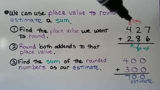 3rd Grade Math 13 Estimate Sums [upl. by Estrellita]