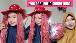 CARA MEMBUAT WIG RAMBUT PALSU DARI TALI RAFIA [upl. by Ennairda]