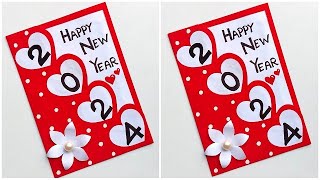 Easy New year greeting card 2024  New year card making Handmade  DIY Happy new year card [upl. by Schou516]