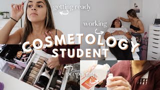 DAY IN THE LIFE  taking clients at home cosmetology school [upl. by Onailil]