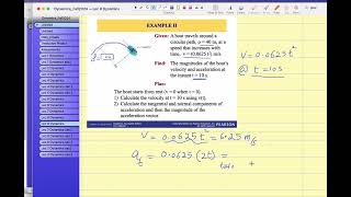 Example 2 Normal and Tangential Coordinate system for a curved path dynamics [upl. by Enal]