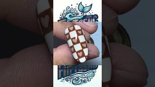 FinTastic  Brown Heart Checkered Nail Design 🤎⬜️🟫💅🏻 fintastic nailart naildesign short [upl. by Apeed]