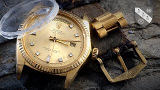 Restoration of a Gold Rolex DayDate  Smashed and Drenched [upl. by Egag706]