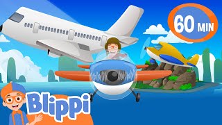 Blippi flies an Airplane Song  1 Hour of BLIPPI  Educational Songs For Kids [upl. by Wilow292]