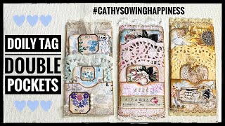 Doily Pocket  Double Pockets  Junk Journal Tag cathysowinghappiness [upl. by Douglas396]