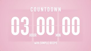 3 Hours Countdown Flip Clock Timer  Simple Beeps 🌸🔔 [upl. by Tyson456]