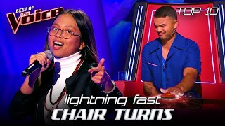 LIGHTNING FAST Chair Turns in the Blind Auditions of The Voice 2022  Top 10 [upl. by Anaig]