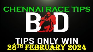 CHENNAI RACE TIPS  28022024  CHENNAI HORSE RACE TIPS  HORSE RACING  MADRAS RACTIPSONLYWIN [upl. by Adamek]